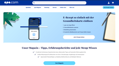 Desktopansicht der Startseite des Webshops von apo.com