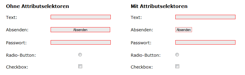 CSS Formatieren von input-Tags