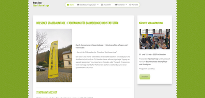 Desktopansicht der Startseite der Dresdner StadtBaumtage