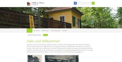 Desktopansicht der Startseite des Schillerhäuschen Dresdens