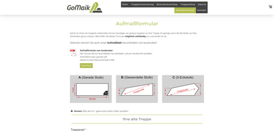 Desktopansicht eines Formulars der Website gomaik.de